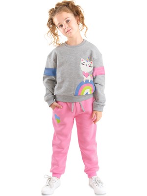 Denokids Rainbow Cat Kız Çocuk Alt-Üst Eşofman Takım