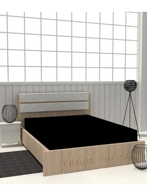 MODELHOME Siyah Renkli %100 Pamuklu Penye Kumaşından Tek / Çift Kişilik Lastikli Çarşaf (7 Farklı Ebat)