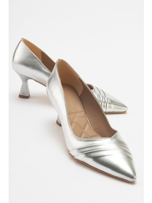 Ccway Kadın Topuklu Ayakkabı Gümüş Zra