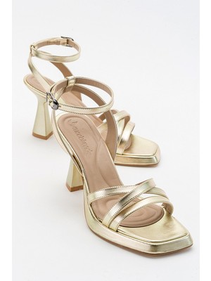 Ccway Çapraz Bantlı Platformlu  Kadın Topuklu Sandalet Altın Zra
