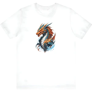 T-Shirt Cin Ejderha Baskılı Beyaz Renk Tişört