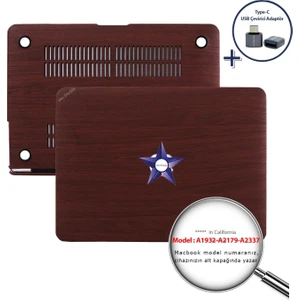 Macbook Air M1 Kılıf 13 inç A1932 A2179 A2337 ile Uyumlu Wood