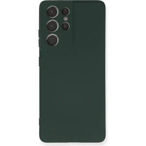 Samsung Galaxy S21 Ultra Kılıf Nano Içi Kadife  Silikon - Koyu Yeşil 300099