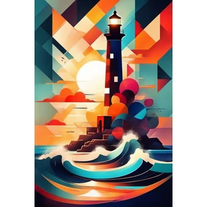 Renkli Baskılı Sayılarla Boyama Hobi Seti Çerçeveli 60 x 75 cm Deniz Feneri 4
