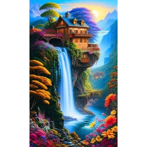 Renkli Baskılı Sayılarla Boyama Hobi Seti Çerçeveli 60 x 75 cm Şelale