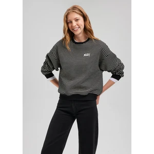 Mavi Logo Baskılı Çizgili Siyah Sweatshirt 1S10100-85143