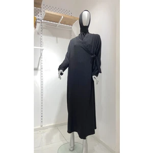 Giz Giyim Yandan Bağlamalı Namaz Elbisesi Siyah Büyük Beden