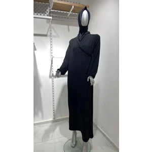 Giz Giyim Yandan Bağlamalı Aerobin Namaz Elbisesi Siyah Büyük Beden