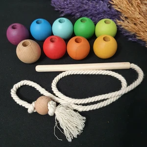 Bee Smart Montessori Ahşap Boncuk Dizme - Ip Geçirme Oyunu Renkli - Waldorf