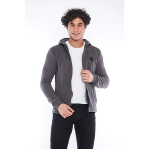 Koyu Gri Erkek Slimfit Kalın 3 Cepli Kapüşonlu Spor Polar 6703