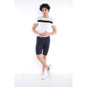 Lacivert Erkek Mikro Dalgıç Kumaş Baskılı Kısa Fitnes Tayt B1130