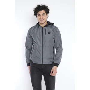 Erkek Spor Gri Slimfit Kapşonlu İnce Yağmurluk / Rüzgarlık - 6722