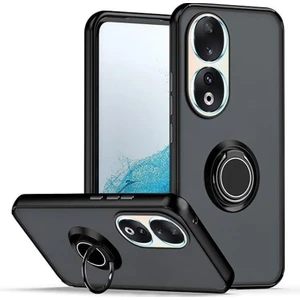 Huawei Honor 90 Kılıf Montreal Yüzüklü Mıknatıslı Kamera Korumalı Silikon Siyah