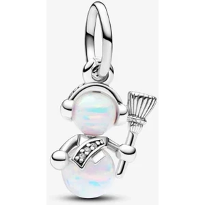 Poseidons Jewellery Işıltılı Kardan Adam Sallantılı Gümüş Charm