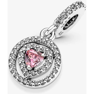 Poseidons Jewellery Işıltılı Çift Hale Kalpli Sallantılı Charm