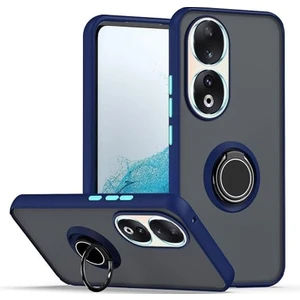 Huawei Honor 90 Kılıf Montreal Yüzüklü Mıknatıslı Kamera Korumalı Silikon Lacivert