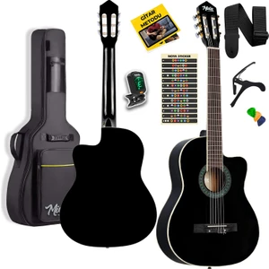 MGX-100BK-BAG Üst Seviye Klasik Gitar 4/4 Sap Ayarlı Gül Klavye (Tuner Çanta Askı Capo Metod Pena)