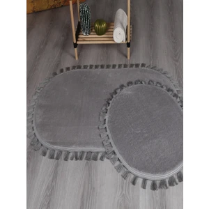 My Evilla Modern Dekoratif Peluş Puffy Püskül Saçaklı Klozet Takımı