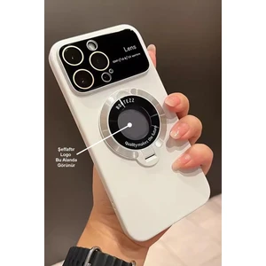 Apple iPhone 15 Magsafe Kapanan Standlı Logo Gözüken Kamera Çerçeveli Ince Tasarımlı Kılıf