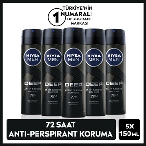 Men Erkek Sprey Deodorant Deep Dimension 48 Saat Anti-perspirant Koruma 150ml x 5 Adet