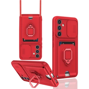 Samsung Galaxy A54 5g Kılıf Zuma Kartvizitli Yüzüklü Silikon - Kırmızı 300099