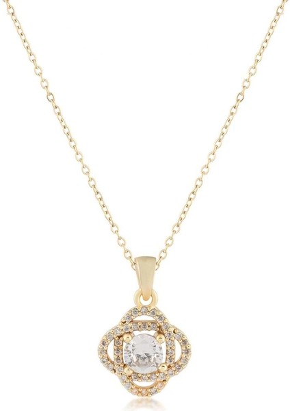 Girdap Desenli Zirkon Kolye Gold 925 Ayar Kolye
