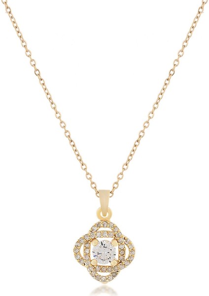 Girdap Desenli Zirkon Kolye Gold 925 Ayar Kolye