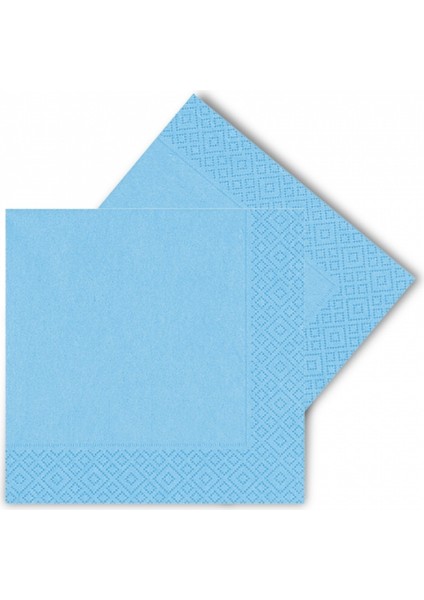 Makaron Mavi Renk Peçete 16 Adet 33X33CM Çift Katlı Klorsuz Su Bazlı