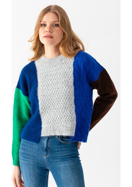 Blok Renkli Crop Kazak modelleri