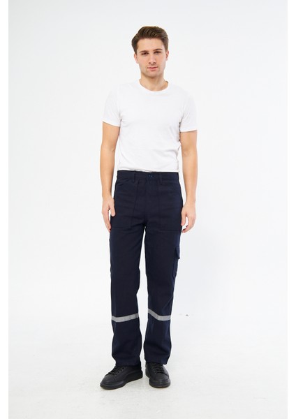 Mervem Iş Pantolonu 7/7 Gabardin %100 Pamuk Reflektörlü Kargo Cepli