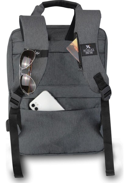 Smart Bag USB Şarj Girişli Akıllı Sırt Çantası 1205 Füme