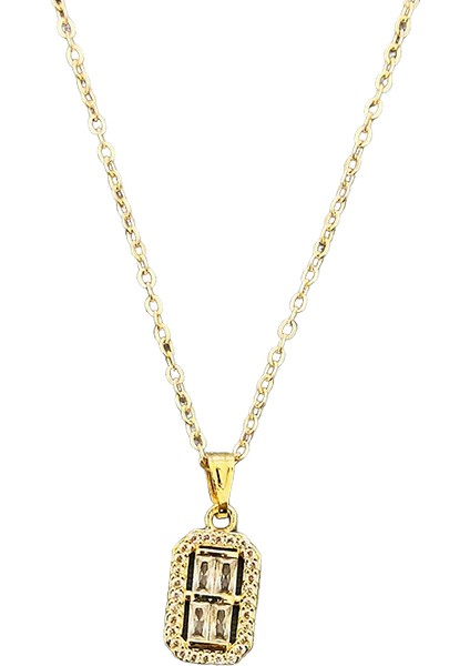 Altın Kaplama Zirkon Taşlı Baget Kolye fiyatları