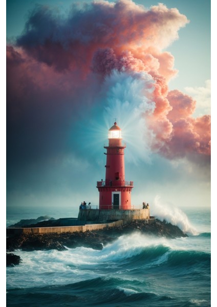 Renkli Baskılı Sayılarla Boyama Hobi Seti Çerçeveli 60 x 75 cm Deniz Feneri