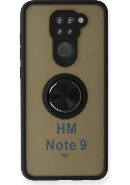 Xiaomi Redmi Note 9 Kılıf Montreal Yüzüklü Silikon Kapak - Siyah 300099