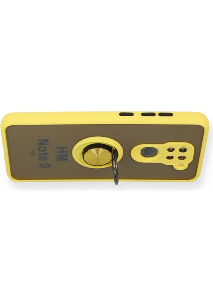 Xiaomi Redmi Note 9 Kılıf Montreal Yüzüklü Silikon Kapak - Sarı 300099