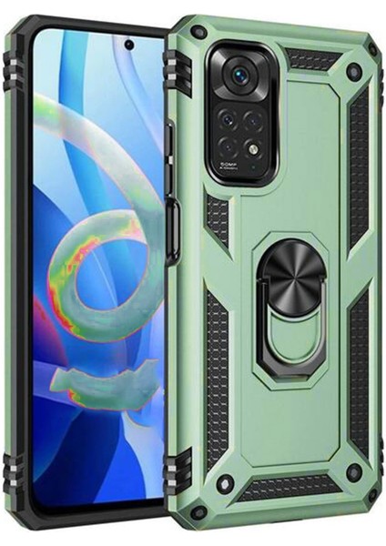 Xiaomi Redmi Note 11 Kılıf Sofya Yüzüklü Silikon Kapak - Yeşil 300099