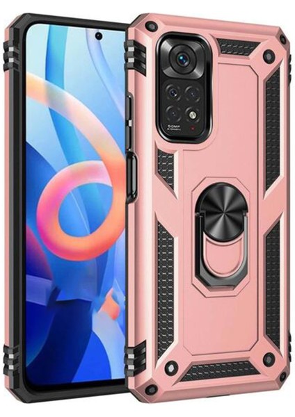 Xiaomi Redmi Note 11S Kılıf Sofya Yüzüklü Silikon Kapak - Rose 300099