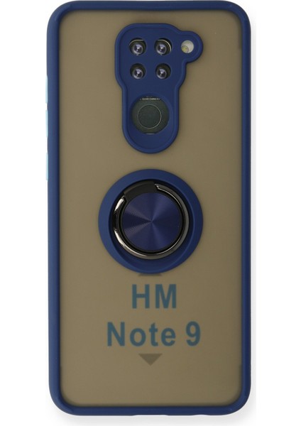 Xiaomi Redmi Note 9 Kılıf Montreal Yüzüklü Silikon Kapak - Lacivert 300099