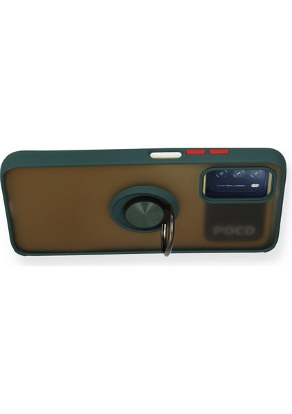 Xiaomi Redmi 9t Kılıf Montreal Yüzüklü Silikon Kapak - Yeşil 300099