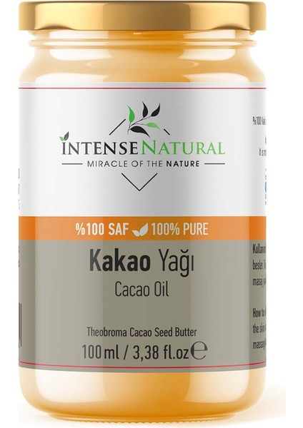 Intense Natural Kakao Çekirdeği Yağı Soğuk Sıkım 100 ml %100 Saf ve Doğal Cacao Butter Oil