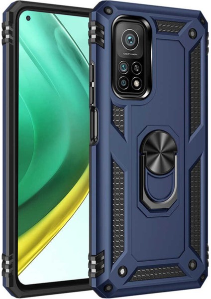 Xiaomi Mi 10T Pro Kılıf Sofya Yüzüklü Silikon Kapak - Lacivert 300099