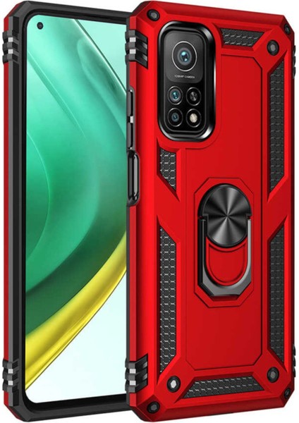 Xiaomi Mi 10T Pro Kılıf Sofya Yüzüklü Silikon Kapak - Kırmızı 300099