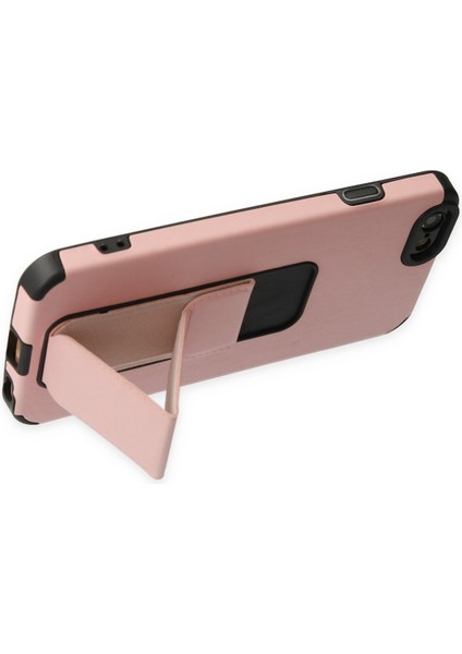 Iphone 6 Kılıf Mega Standlı Silikon - Pudra 300099