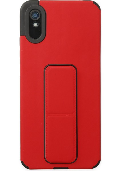 Xiaomi Redmi 9A Kılıf Mega Standlı Silikon - Kırmızı 300099