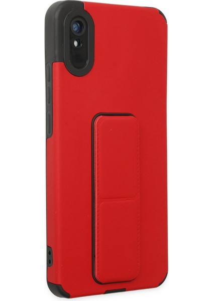 Xiaomi Redmi 9A Kılıf Mega Standlı Silikon - Kırmızı 300099