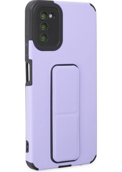 Samsung Galaxy A03S Kılıf Mega Standlı Silikon - Lila 300099