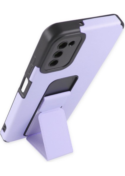 Samsung Galaxy A03S Kılıf Mega Standlı Silikon - Lila 300099