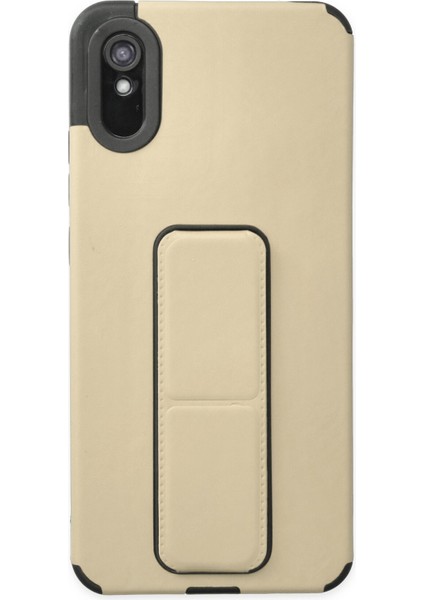 Xiaomi Redmi 9A Kılıf Mega Standlı Silikon - Gold 300099