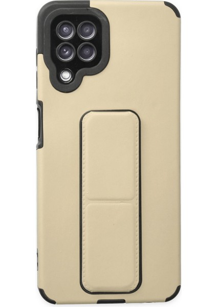 Samsung Galaxy M32 Kılıf Mega Standlı Silikon - Gold 300099