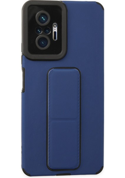 Xiaomi Redmi Note 10 Pro Kılıf Mega Standlı Silikon - Mavi 300099